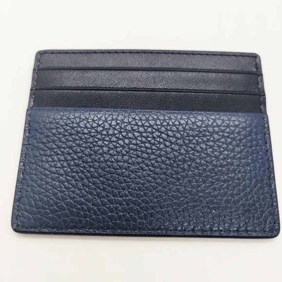 Michael Kors Cooper Pebbled Leather Tall Card Case Navy Blue & Black NWT - Picture 2 of 6